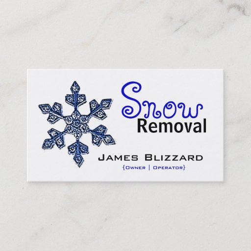 Customizable Blue Snowflake Snow Removal Service Business Cards