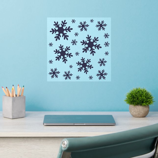 Blue Snowflake Snow Winter Christmas Holidays Wall Decal (Home Office 2)