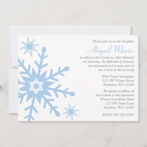 Blue Snowflake Star of David Bat Mitzvah