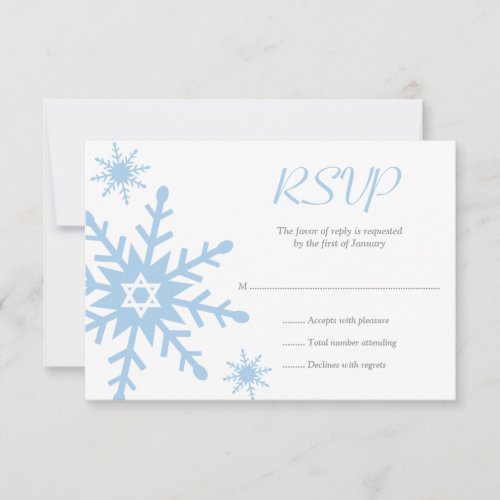 Blue Snowflake Star of David Bat Mitzvah RSVP