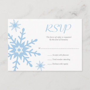 Blue Snowflake Star of David Bat Mitzvah RSVP Card