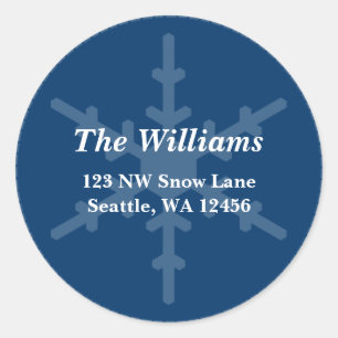 Blue Snowflake Stitch Christmas Address Label