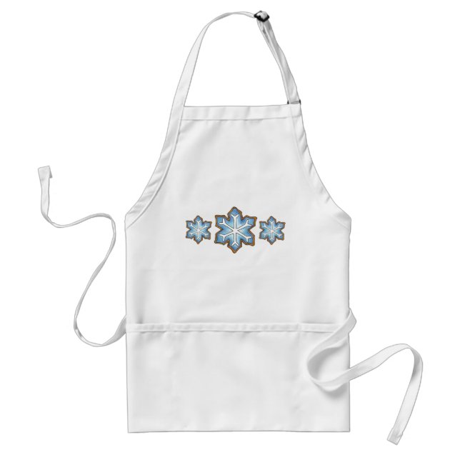 Blue Snowflake Sugar Cookie Christmas Winter Baker Adult Apron (Front)