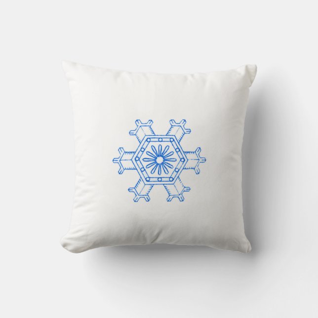 Blue Snowflake Throw Pillow (Front)