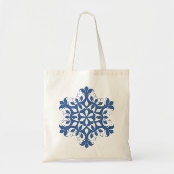 Blue Snowflake Tote Bag by lynnsphotos at Zazzle