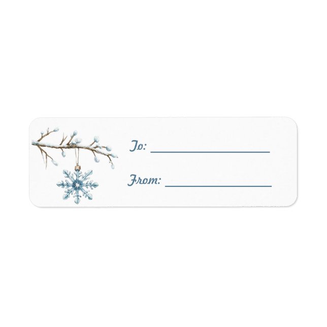 Blue Snowflake Tree Christmas  Label (Front)
