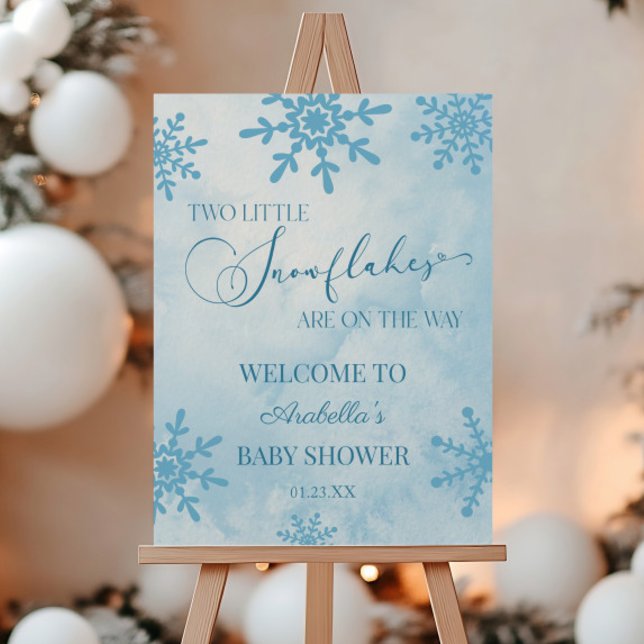 Blue Snowflake Twins Baby Shower Welcome Sign (Creator Uploaded)