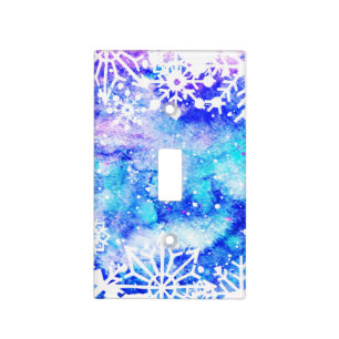 Blue Snowflake Watercolor Light Switch Cover