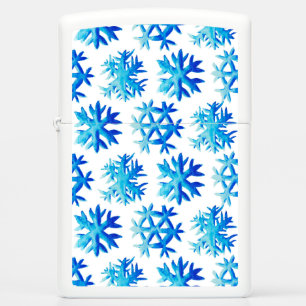 Blue Snowflake Watercolor Winter Art Zippo Lighter