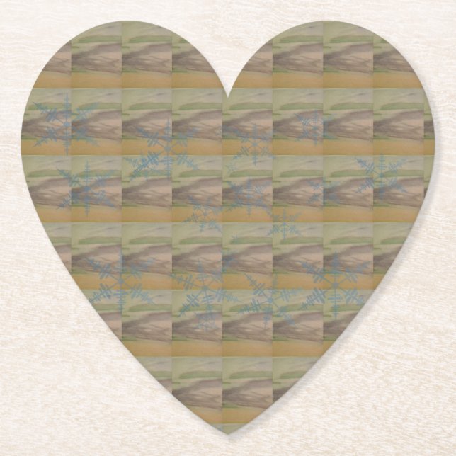 Blue snowflake waves on the Seashore Paper Coaster (Front)