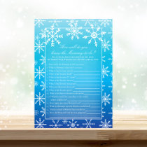 Blue Snowflake Who Knows Mommy Best Shower Game Invitation
