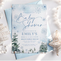 Blue Snowflake Winter Baby Shower Invitation