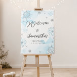Blue Snowflake Winter Baby Shower Welcome Sign<br><div class="desc">Adorable calligraphy with snowflakes,  winter-themed baby shower invitations. Easy to personalised with your details. Check the collection to find matching items as enclosure cards.</div>