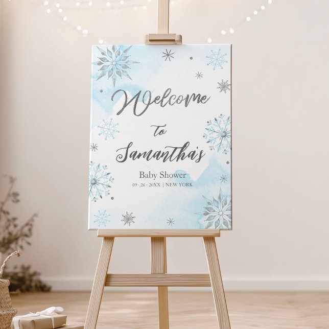 Blue Snowflake Winter Baby Shower Welcome Sign (Creator Uploaded)