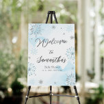 Blue Snowflake Winter Baby Shower Welcome Sign<br><div class="desc">Adorable calligraphy with snowflakes,  winter-themed baby shower invitations. Easy to personalised with your details. Check the collection to find matching items as enclosure cards.</div>