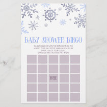 Blue Snowflake Winter Bingo Baby Shower Game Stationery