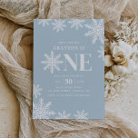 Blue Snowflake Winter Boy 1st Birthday Invitation<br><div class="desc">Invite friends and family to celebrate your little one's 1st birthday with this wintery snowflake themed invitation.</div>