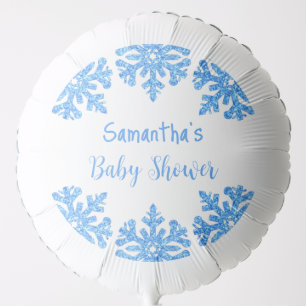 Blue Snowflake Winter Boy Baby Shower Balloon
