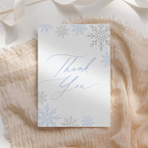 Blue Snowflake Winter Boy Baby Shower Thank You Card