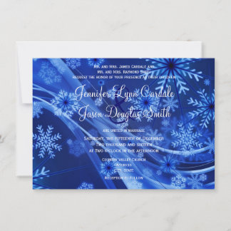 Blue Snowflake Winter Christmas Wedding Invitation