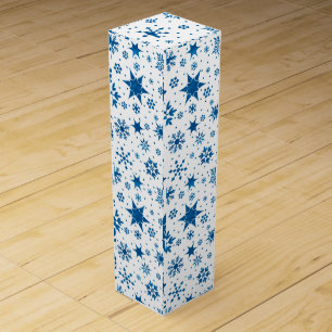 ❄️ Blue Snowflake Winter Elegance Holiday Festive  Wine Box