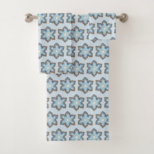 Blue Snowflake Winter Hanukkah Christmas Holiday Bath Towel Set