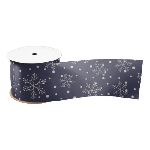 Blue Snowflake Winter Holiday Christmas Snow Satin Ribbon