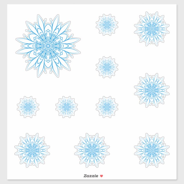 Blue Snowflake Winter Holiday Design Sticker (Sheet)