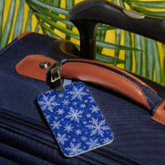 Blue Snowflake Winter Luggage Tag