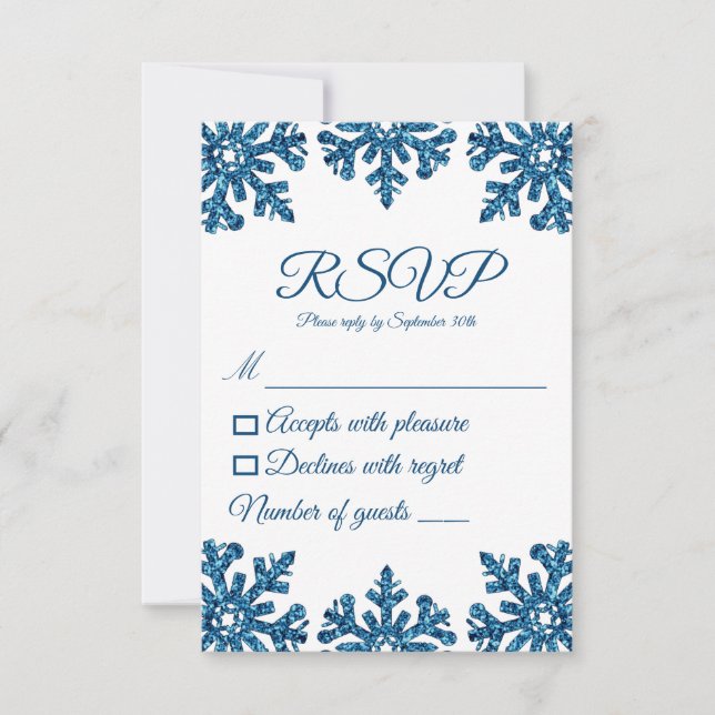 Blue Snowflake Winter RSVP Card (Front)