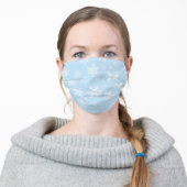 Blue Snowflake Winter Snow Print Adult Cloth Face Mask (Worn)