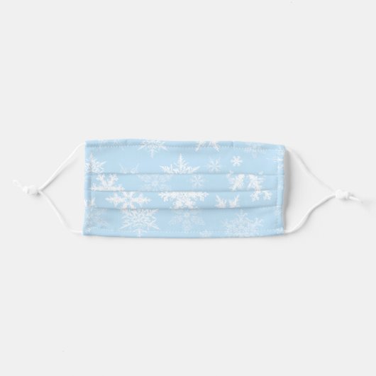 Blue Snowflake Winter Snow Print Adult Cloth Face Mask (Front, Folded)