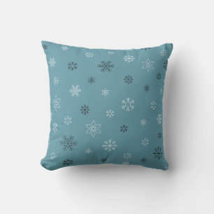 Blue Snowflake Winter Throw Pillow