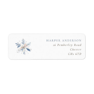 Blue Snowflake Winter Wedding Return Address Label