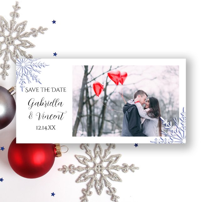 Blue Snowflake Winter Wedding Save the Date (Creator Uploaded)