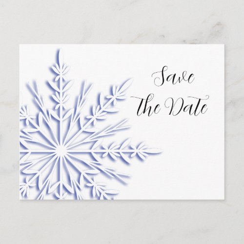 Blue Snowflake Winter Wedding Save the Date Announcement Postcard