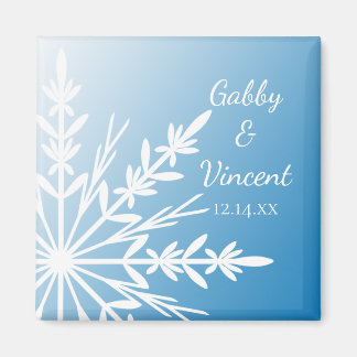 Blue Snowflake Winter Wedding Save the Date Magnet