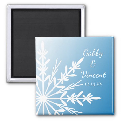 Blue Snowflake Winter Wedding Save the Date Magnet