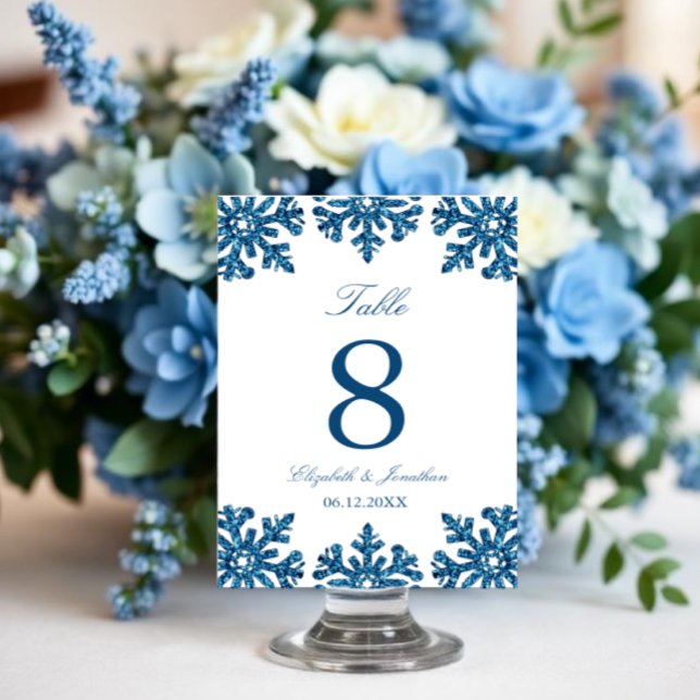 Blue Snowflake Winter Wedding Table Number (Creator Uploaded)