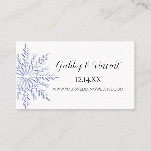 Blue Snowflake Winter Wedding Website Card