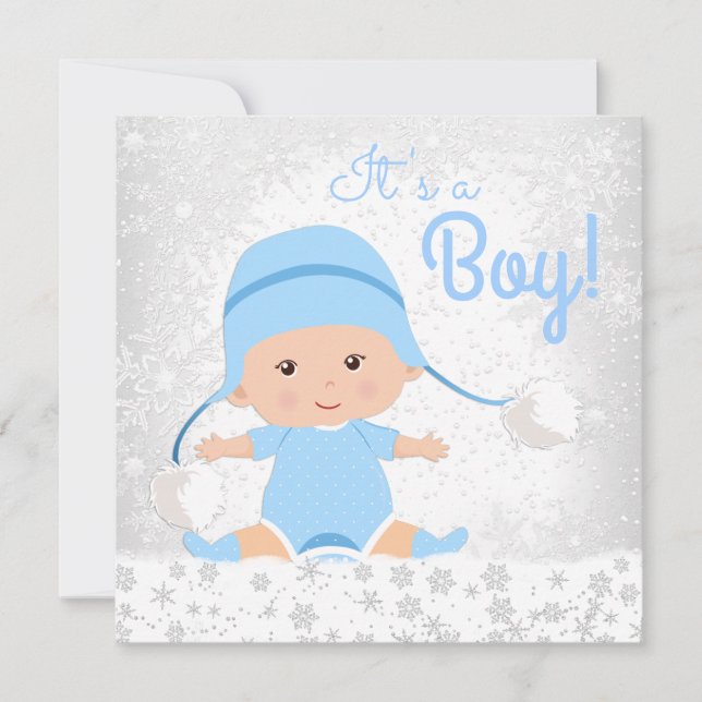 Blue Snowflake Winter Wonderland Baby Shower Invitation (Front)
