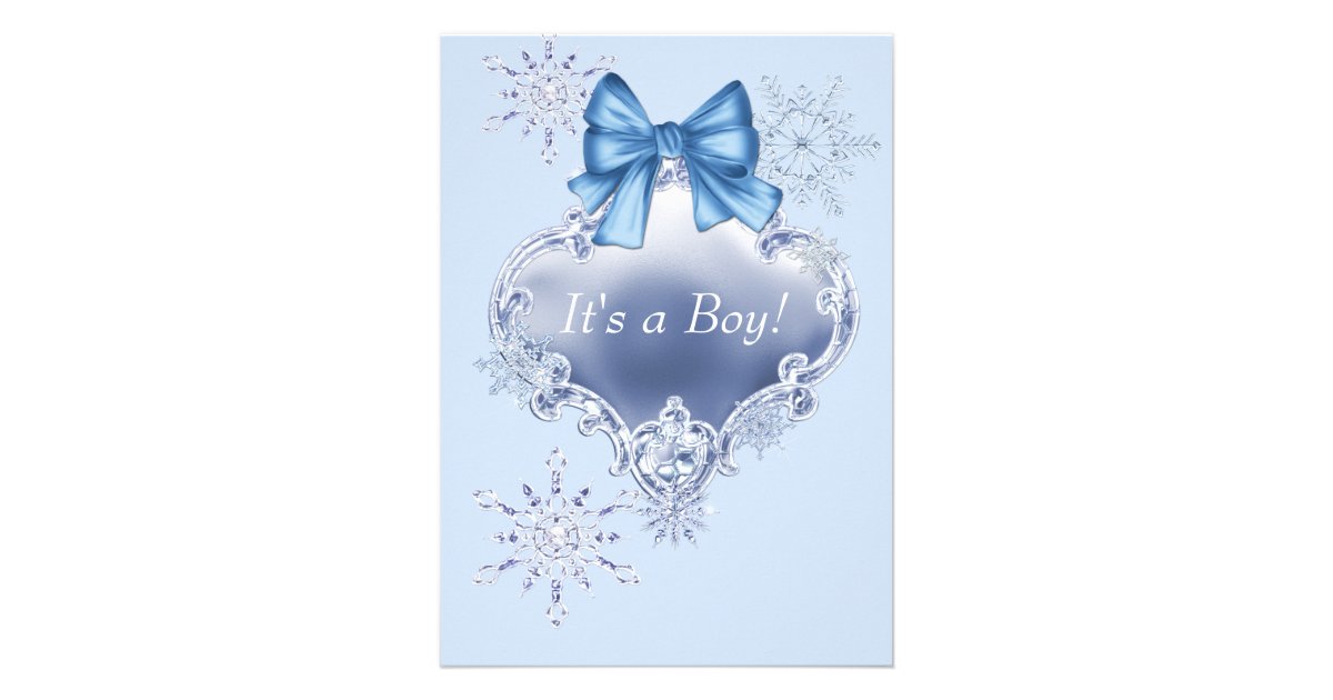 Blue Snowflake Winter Wonderland Baby Shower Custom Invite