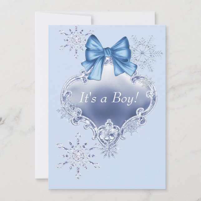 Blue Snowflake Winter Wonderland Baby Shower Invitation (Front)