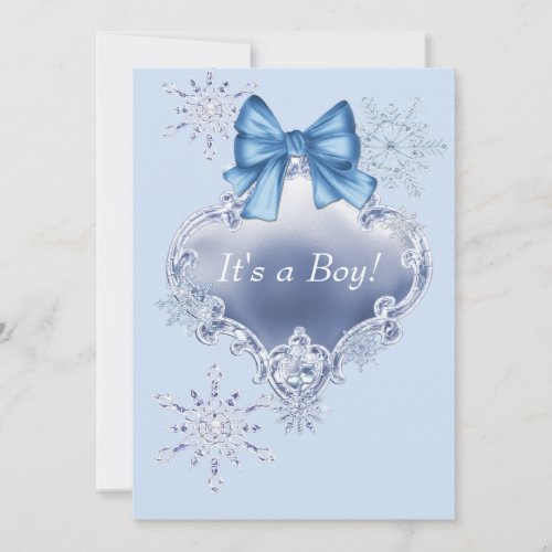 Blue Snowflake Winter Wonderland Baby Shower Custom Invite