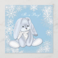 Blue Snowflake Winter Wonderland Baby Shower Invitation