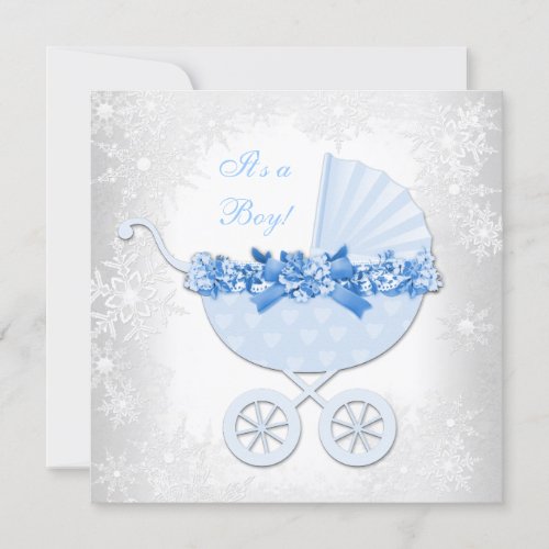 Blue Snowflake Winter Wonderland Baby Shower Personalized Announcement