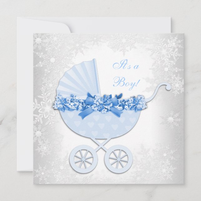Blue Snowflake Winter Wonderland Baby Shower Invitation (Front)