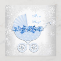 Blue Snowflake Winter Wonderland Baby Shower Invitation