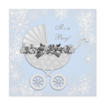 Blue Snowflake Winter Wonderland Baby Shower Invitation