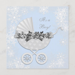 Blue Snowflake Winter Wonderland Baby Shower Invitation